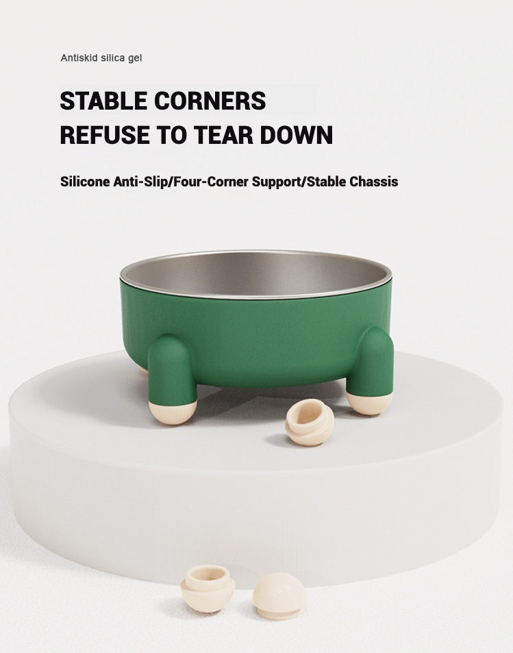 Non Slip Stainless Steel Dog Bowl With Four Legged Anti Spill Design