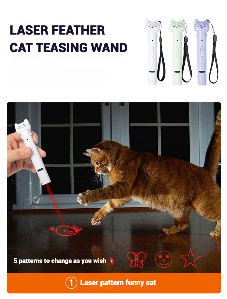 Laser Cat Toy USB Rechargeable Interactive Pet Light Stick Multi Pattern Infrared Pointer