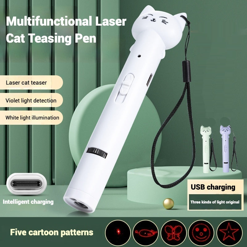 Laser Cat Toy USB Rechargeable Interactive Pet Light Stick Multi Pattern Infrared Pointer