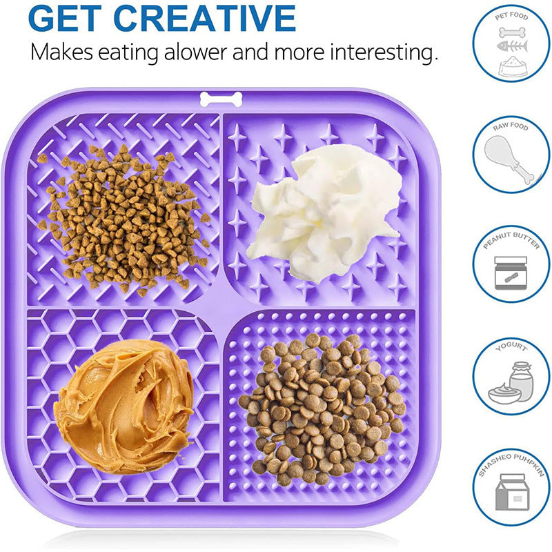 Pet Licking Mat Silicone Pet Food Suction Cup Slow Feeding Mat