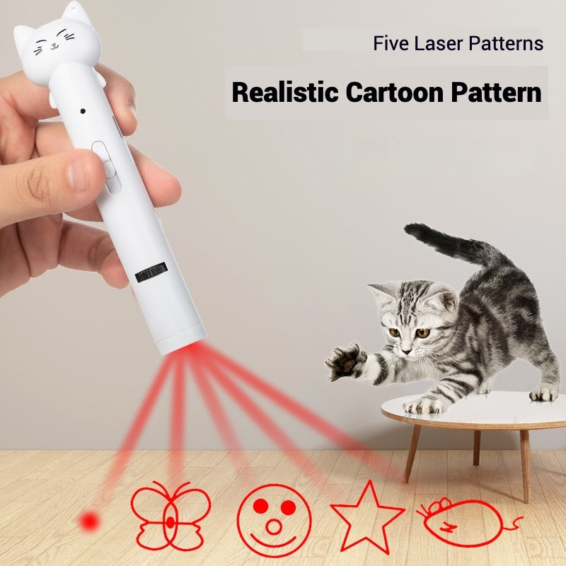 Laser Cat Toy USB Rechargeable Interactive Pet Light Stick Multi Pattern Infrared Pointer