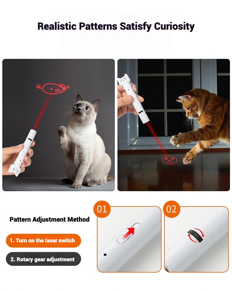Laser Cat Toy USB Rechargeable Interactive Pet Light Stick Multi Pattern Infrared Pointer