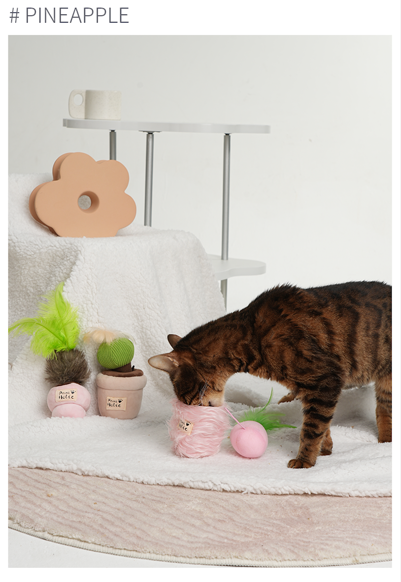 3 Pcs Potted Series Cat Plush Toys, Interactive Cat Kicker Toys for Indoor Kitten Exercise
