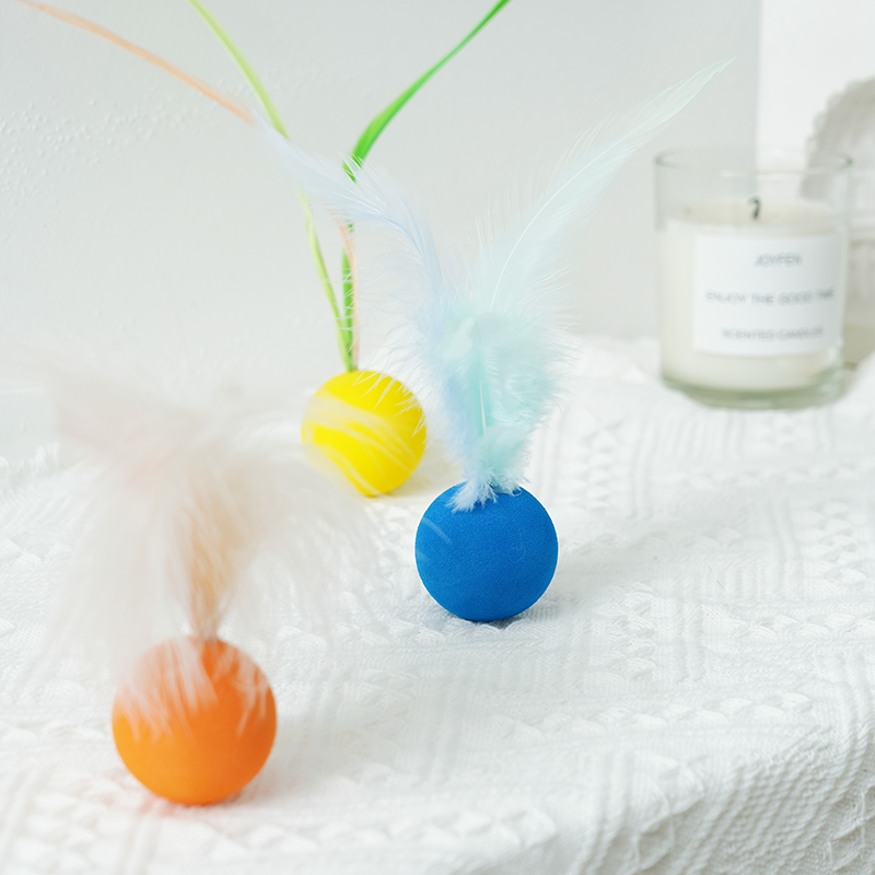 3Pcs Quiet Feather Cat Ball, Funny Interactive Cat Toys
