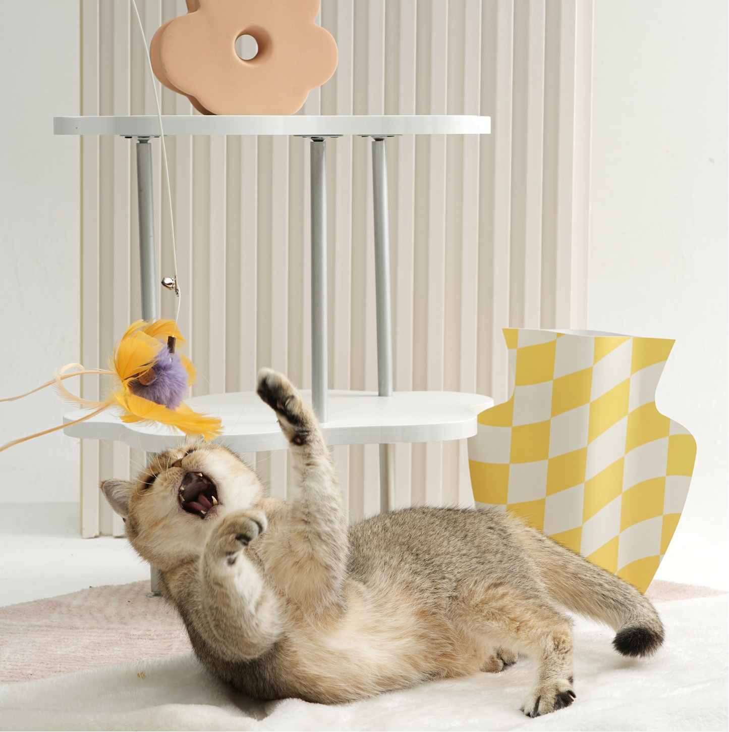 Flower Series Retractable Cat-Teasing Wand for Indoor Cats