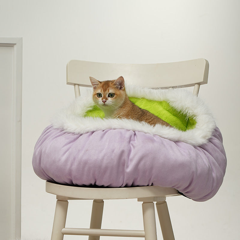 Cozy Fluff Bed for Small Dogs, Cat Bed Cave, Washable Cute Cat Bed