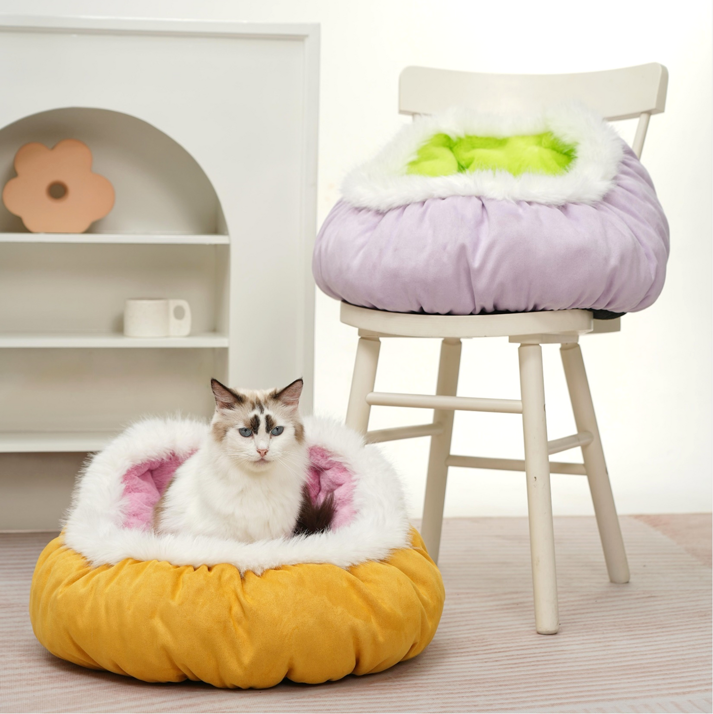 Cozy Fluff Bed for Small Dogs, Cat Bed Cave, Washable Cute Cat Bed