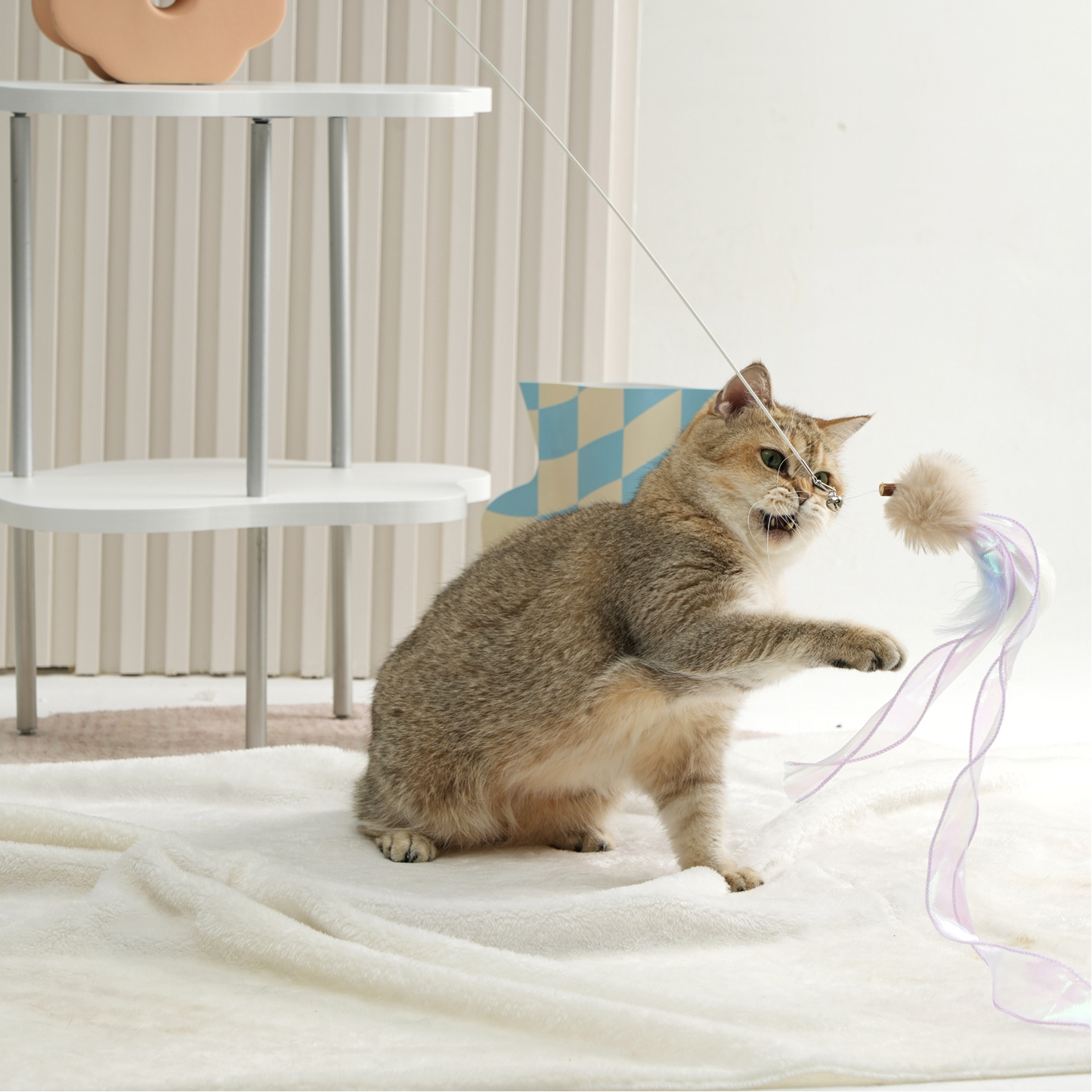 Flower Series Retractable Cat-Teasing Wand for Indoor Cats