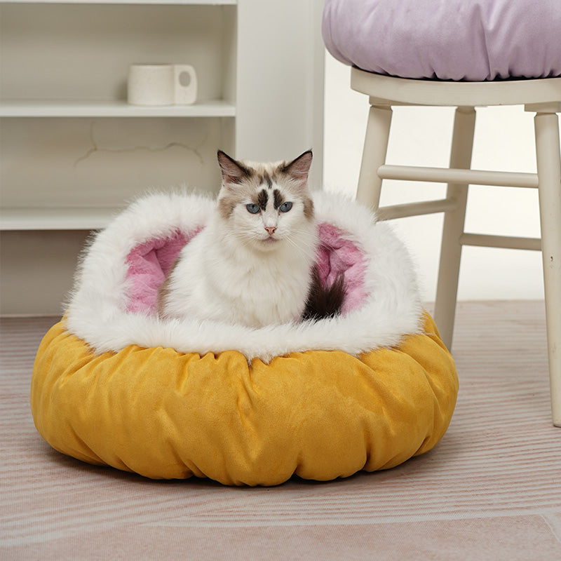 Cozy Fluff Bed for Small Dogs, Cat Bed Cave, Washable Cute Cat Bed
