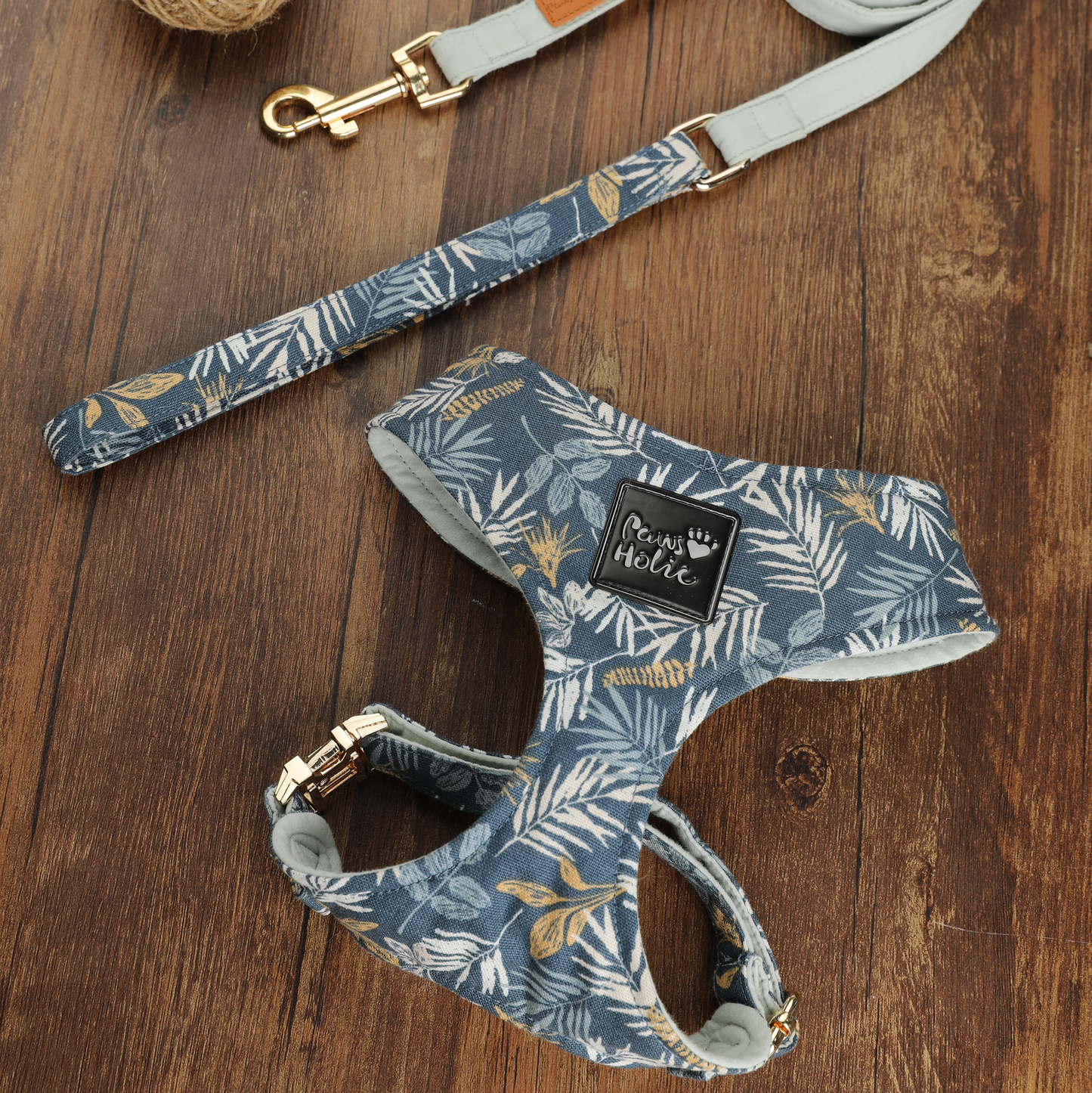 Cat Harness and Leash for Walking-Blue Leaf, Soft and Adjustable Vest
