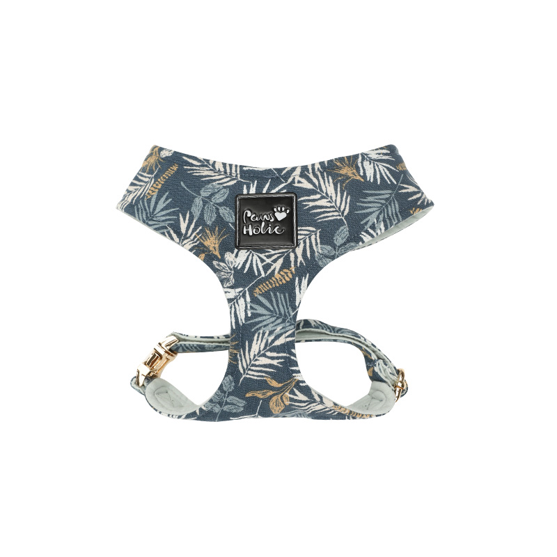 Cat Harness and Leash for Walking-Blue Leaf, Soft and Adjustable Vest