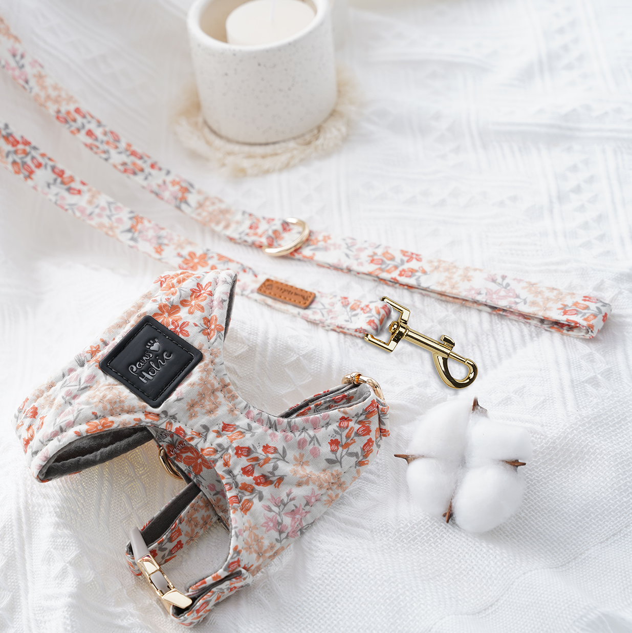 Cat Harness and Leash for Walking-Orange Blossom, Soft and Adjustable Vest