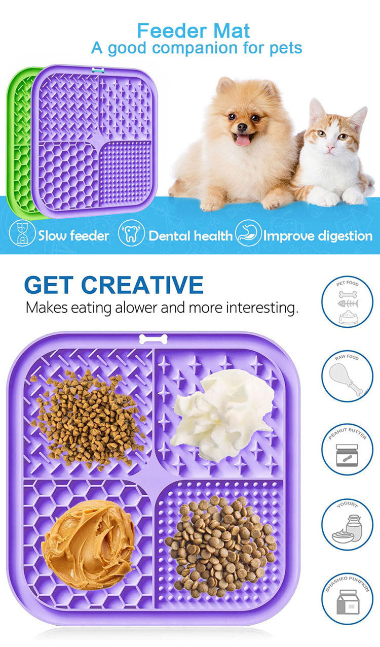Pet Licking Mat Silicone Pet Food Suction Cup Slow Feeding Mat