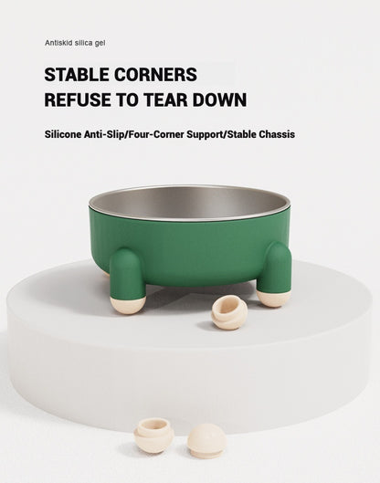 Non Slip Stainless Steel Dog Bowl With Four Legged Anti Spill Design