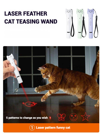 Laser Cat Toy USB Rechargeable Interactive Pet Light Stick Multi Pattern Infrared Pointer