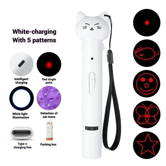 Laser Cat Toy USB Rechargeable Interactive Pet Light Stick Multi Pattern Infrared Pointer