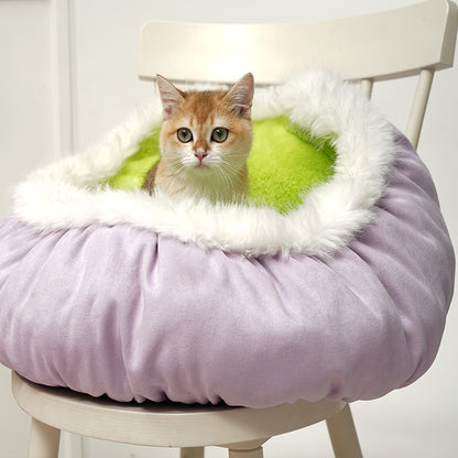 Cozy Fluff Bed for Small Dogs, Cat Bed Cave, Washable Cute Cat Bed