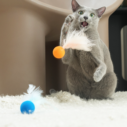 3Pcs Quiet Feather Cat Ball, Funny Interactive Cat Toys